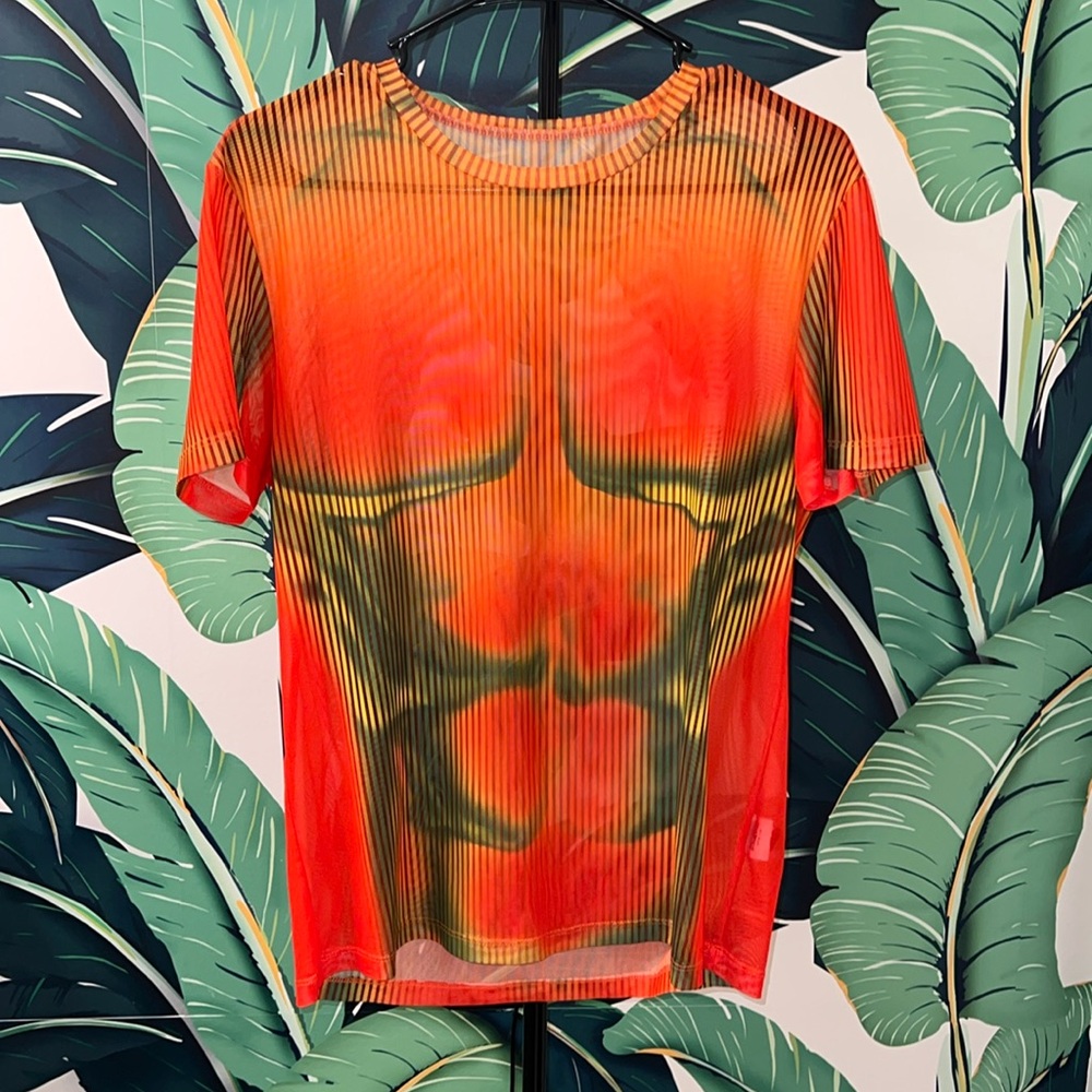 Shein mesh thermal muscle print shirt